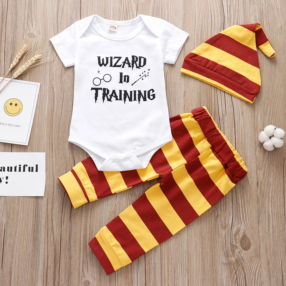 born Baby Clothes 3 Pieces Sets Halloween Little Wizard TopsPantsHat Toddler Babe Boy Girl Outfits 240625