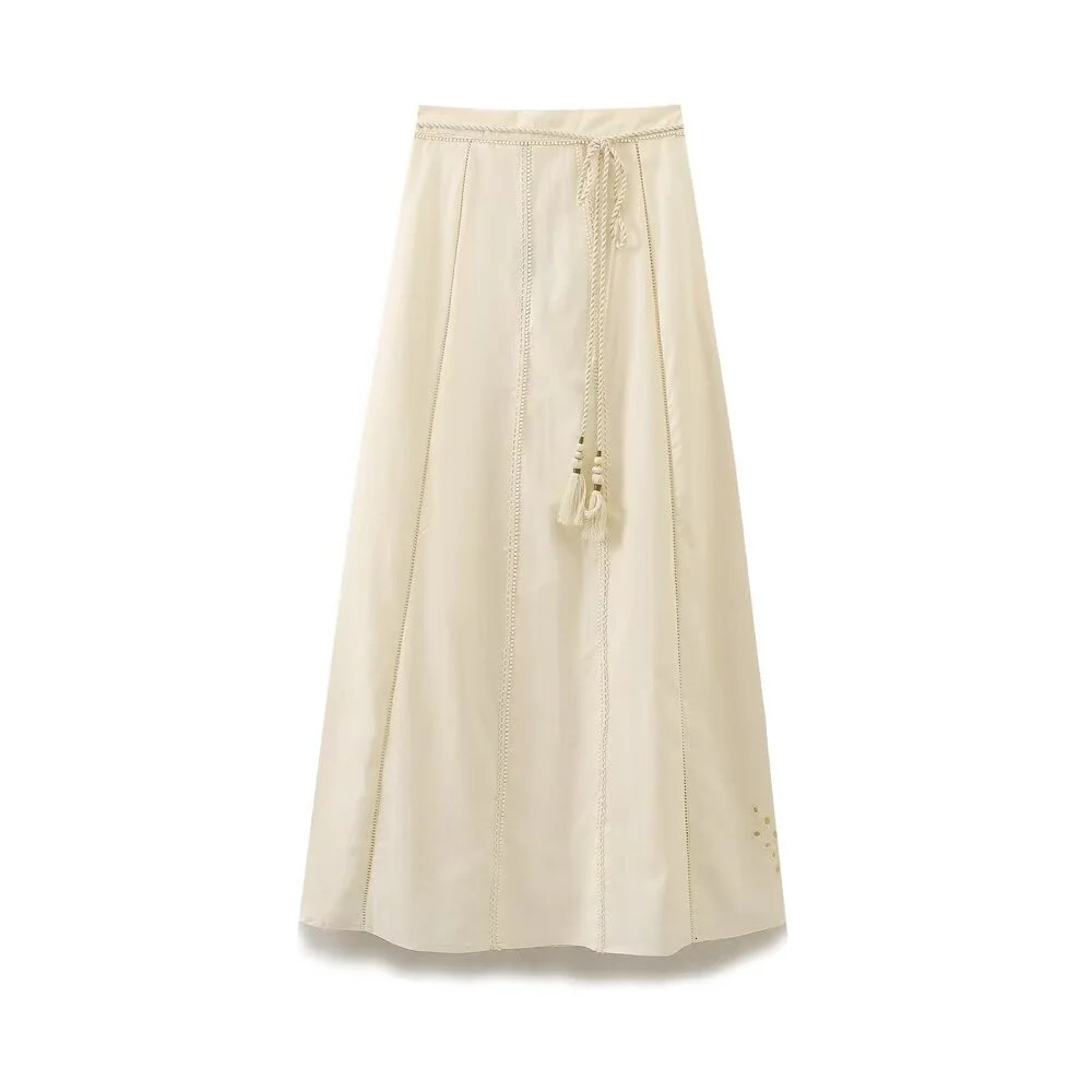 Zach Ailsas Summer Product Womens Embroidered Hollow Su Sui Decoration Suspended Top Midi Skirt Fashion Set 240704