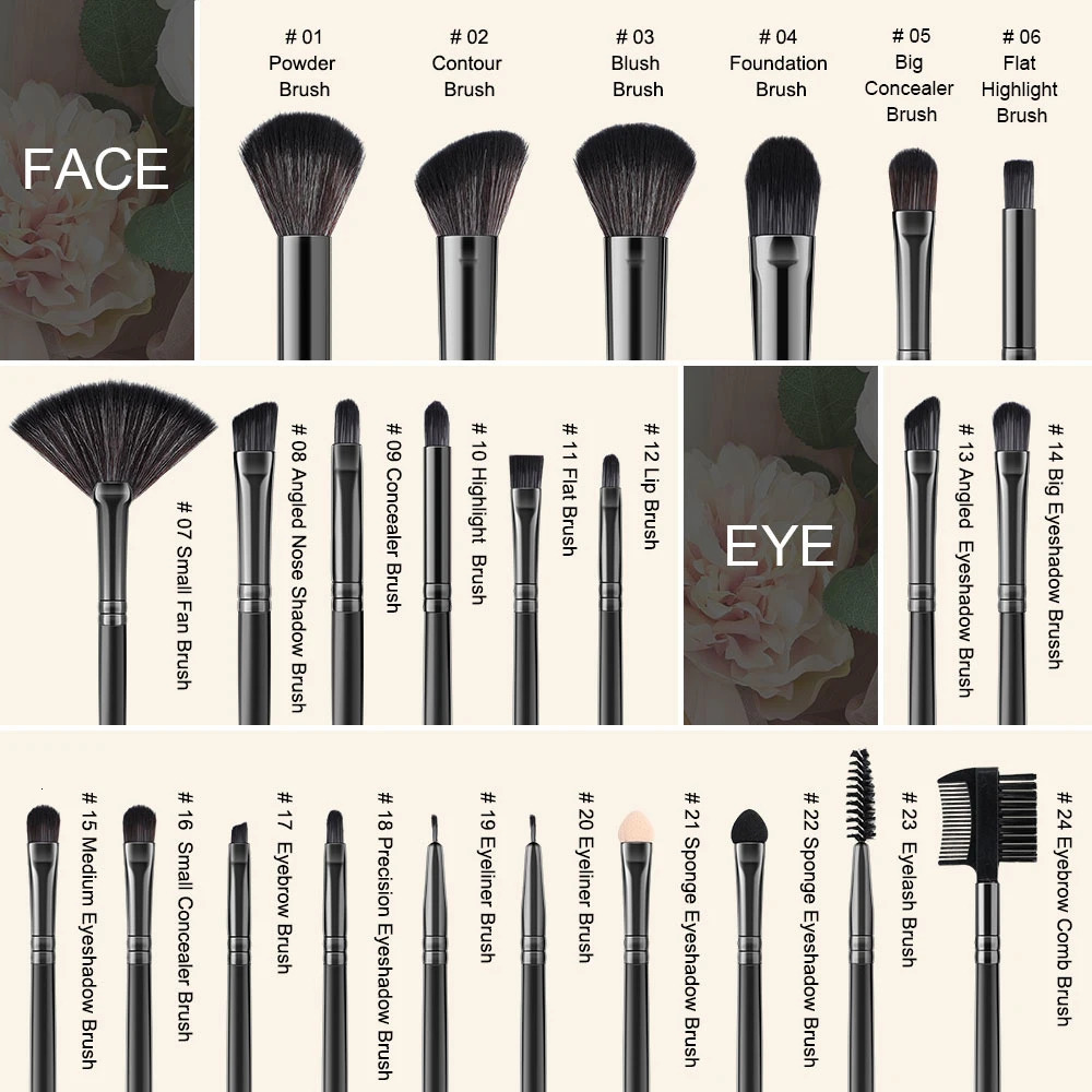 24Pcs Soft Fluffy Makeup Brushes Set Cosmetics Foundation Blush Powder Eyeshadow Kabuki Blending Make Up Brush Beauty Maquillaje 240704