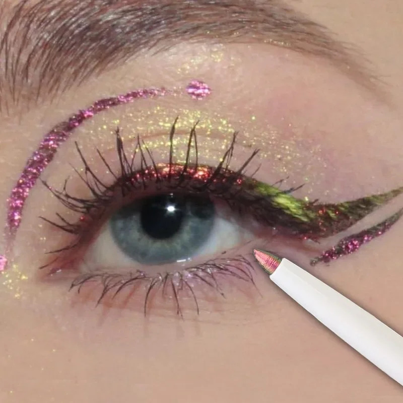 Diamond Chrome Eyeliner Pencil Aurora Glitter Refraction Eyeshadow Lying Silkworm Pen Waterproof Brighten Eyes Makeup Cosmetic 240704