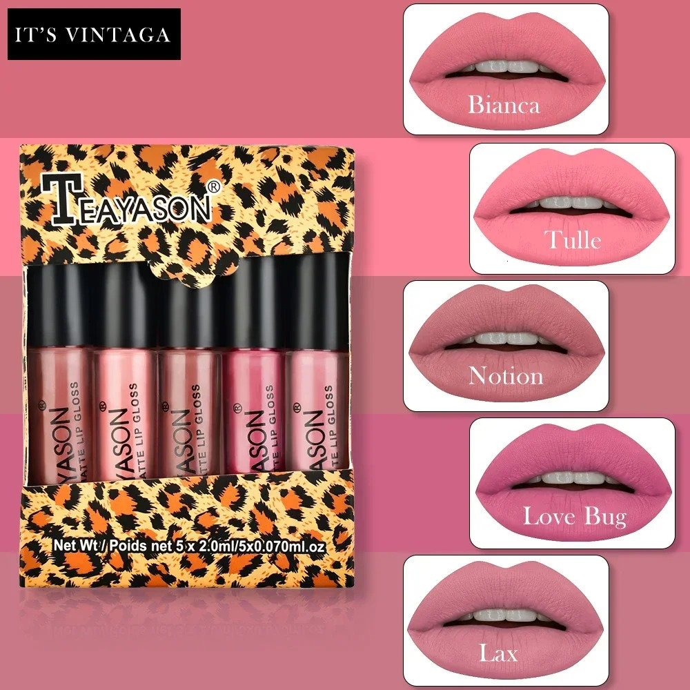 5PcsSet Waterproof Lipstick Sexy Lip Stick Matte Velvet Lipsticks Lips Makeup Cosmetics Labiales Matte 240703