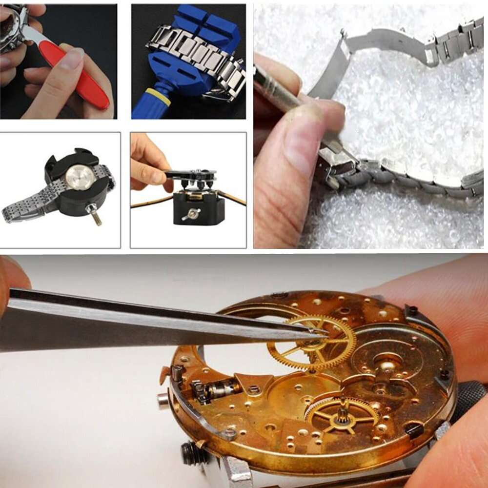 147 PCs Repair Kit Professional Spring Bar Set Link Pin Tool Back Opener Remover Watch Maintance Kits with Carrying Case & Hammer