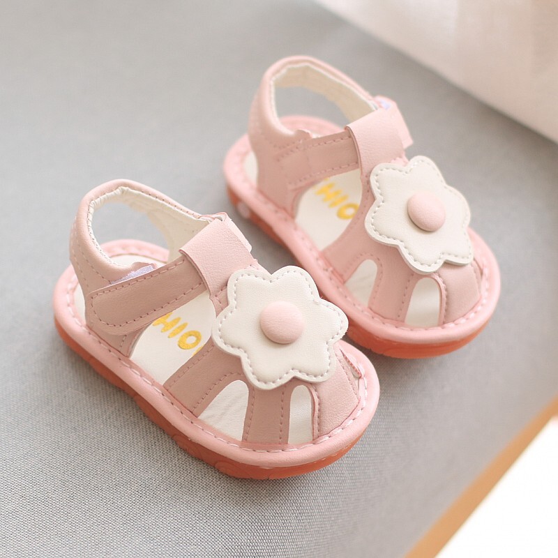 Summer Girl Baby Sandals 1. Princess Shoes 1-2 Year Old with Headband Anti Kick, called Learning Walking Shoes, Soft Soles for Infants and Young Child