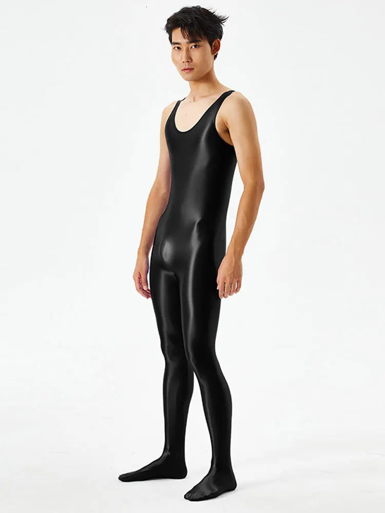 Sexy Body Shaper Jumpsuit Men Fitness Trimmer Sleeveless High Elastic Breathable Sheer Bodysuit With Bulge Pouch Slim Tights 240703