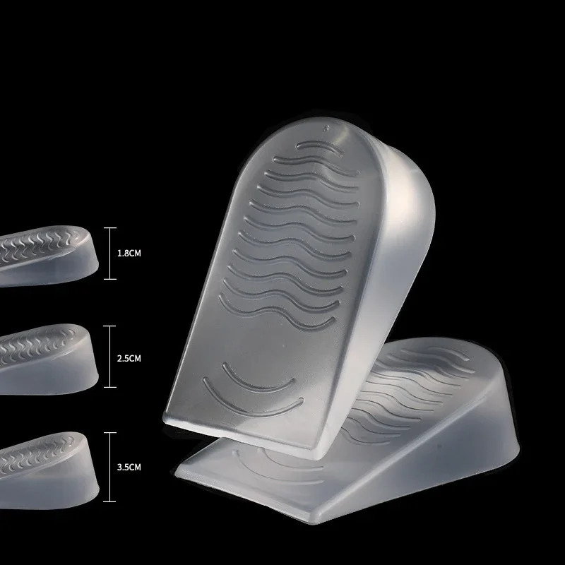 Wholesale Men 1.8cm 2.5cm 3cm Silicone Gel Height Increase Insole Shoe Foot Care Protector Cushion Arch Taller Support Foot Pad 240703