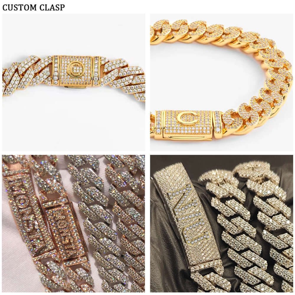 Trendy Jewelry 12mm Cuban Chain Moissanite Vvs 925 Sterling Silver Link Men Women Iced Out Bracelet Necklace Set