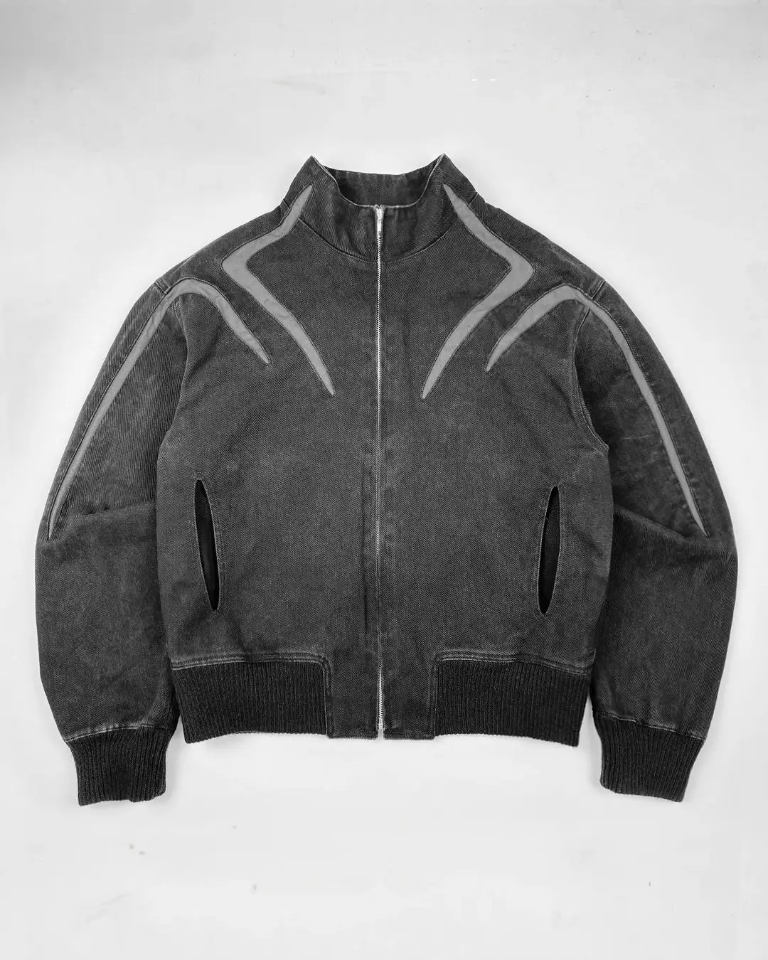 Korean Fashion Jackets for Men Retro Goth Zipper Sweatshirt Jacket Punk Oversized Y2k Hoodie Black Patchwork Pullover Streetwear 240702