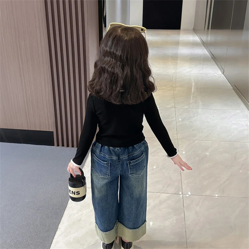 Girls Pants Long Trousers Cotton Flowers Spring Autumn Teenagers Babys Kids Pants High QualityTeenagers Childrens Clothin 240703