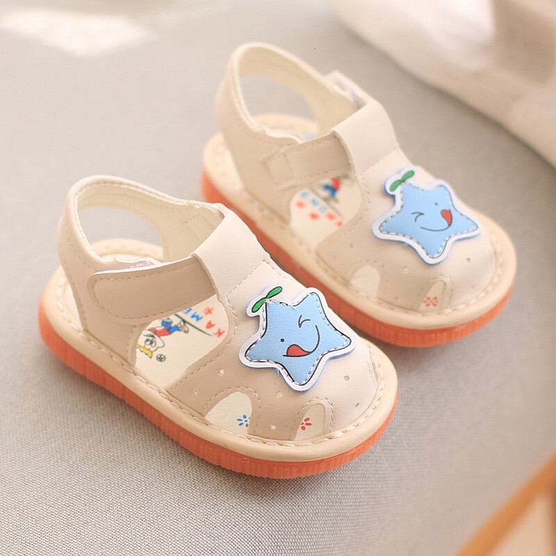 Children's sandals, baotou, summer 0-2 years old, called boys girls, baby and toddler walking shoes, cow tendon soft soles F704-27