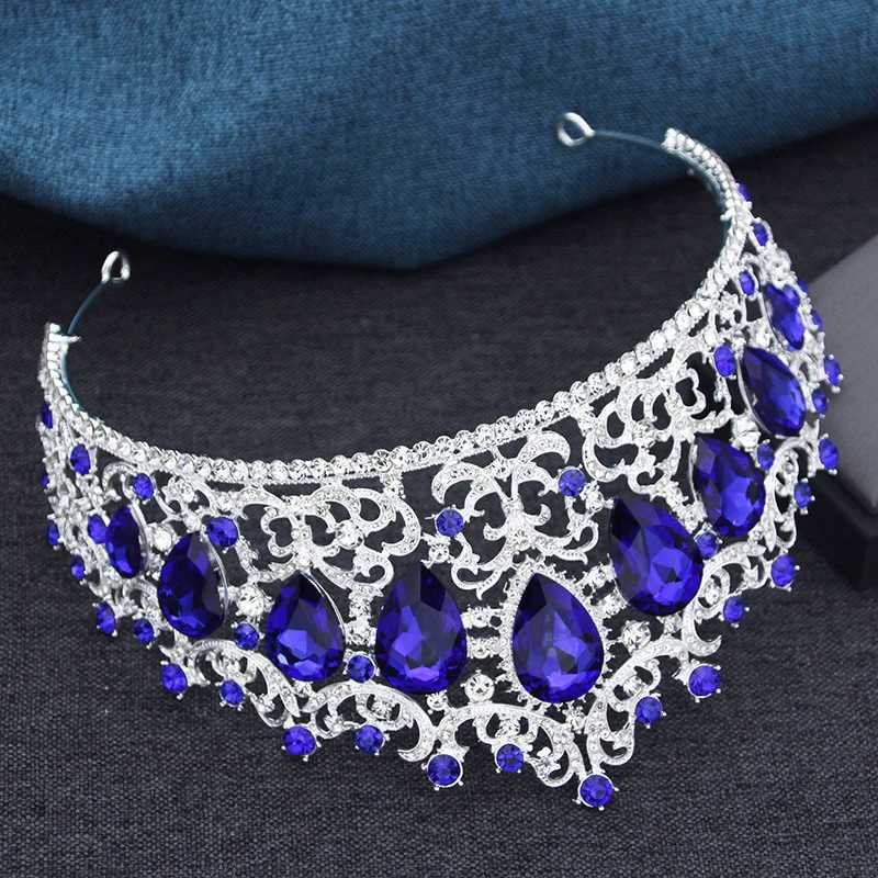Tiaras Baroque 9 Colors Green AB Crystal Big Tiaras for Women Girls Party Wedding Crown Bridal Elegant Hair Jewelry Pageant