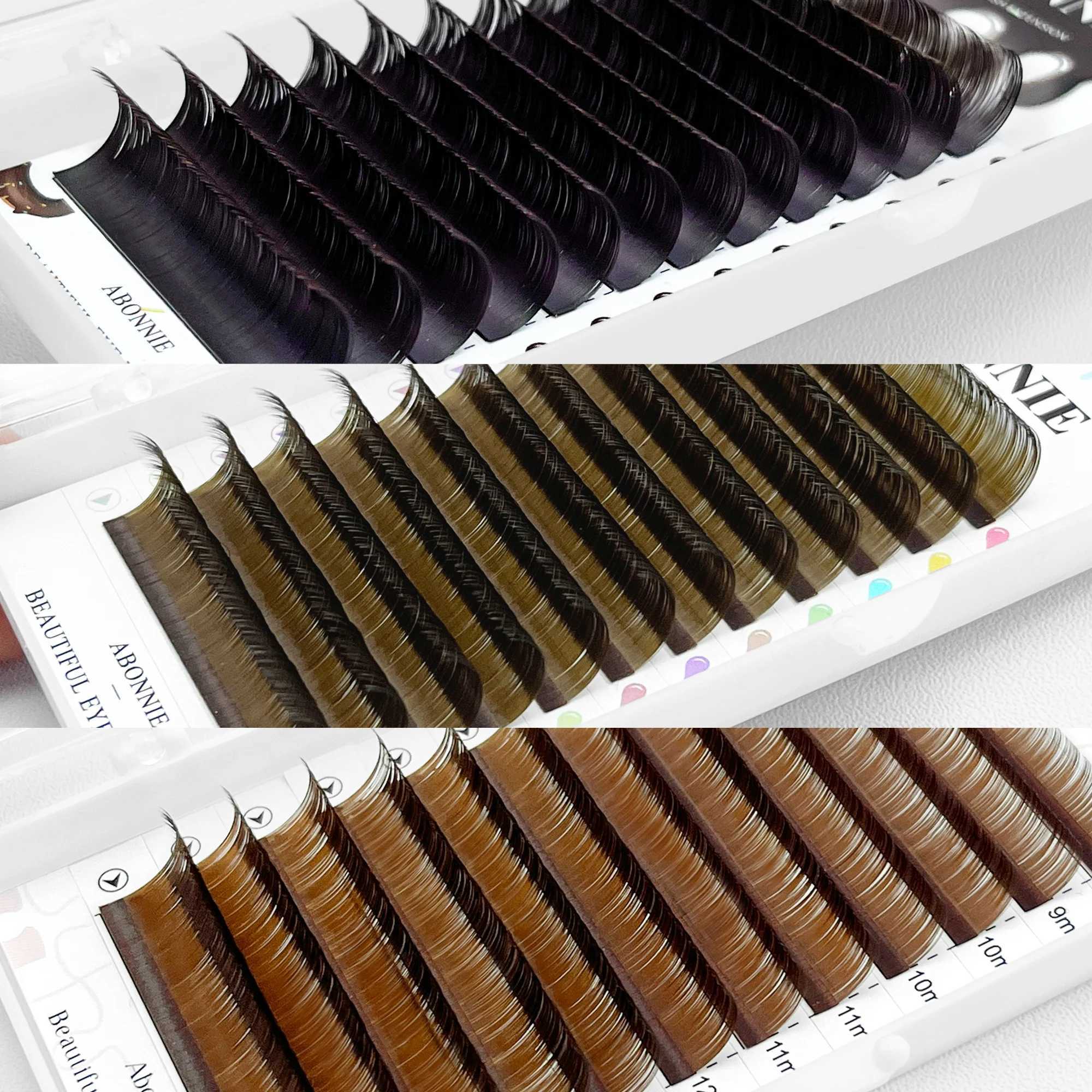 False Eyelashes Abonnie Brown Classic Eyelashes Extensions 0.03 Fluffy Eyelashes Mixed Tray Chocolate Color Lashes CC Curl Q240703