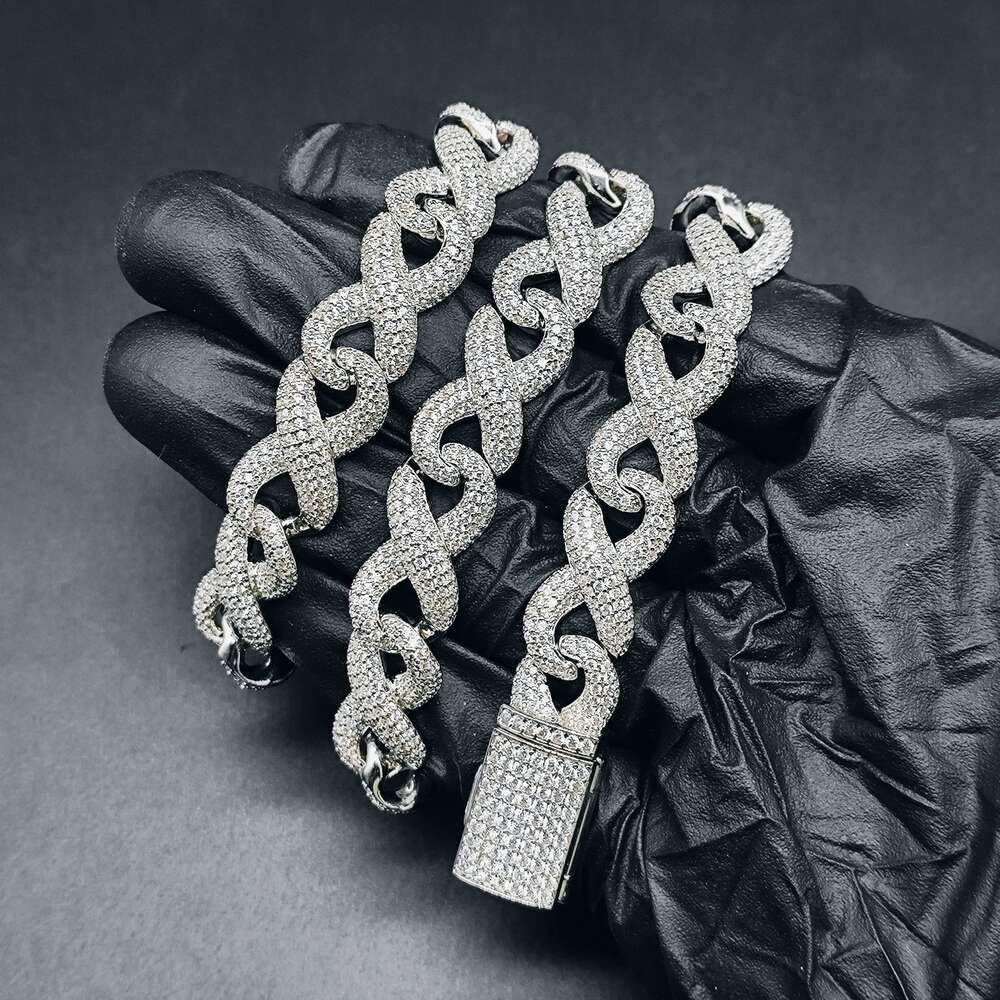 Trendy Jewelry 12mm Cuban Chain Moissanite Vvs 925 Sterling Silver Link Men Women Iced Out Bracelet Necklace Set