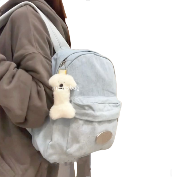 High end women's fashionable forest style simple and lazy casual backpack for college students versatile for class commuting washed denim backpac