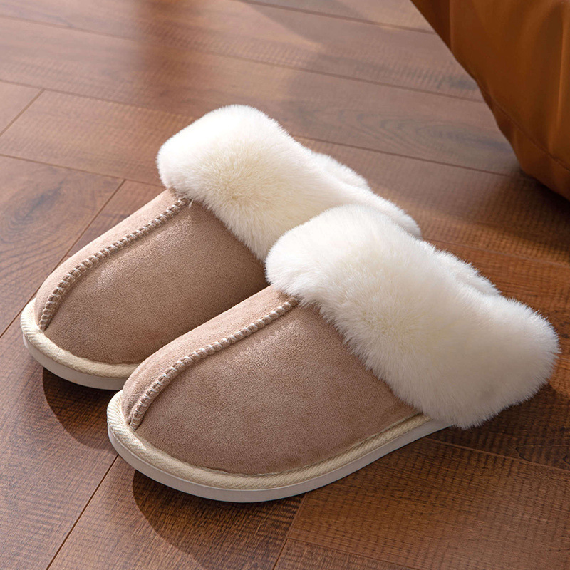 Wool slippers in autumn and winter warm thick-soled home thickened plush slippers home indoor women's cotton slippers