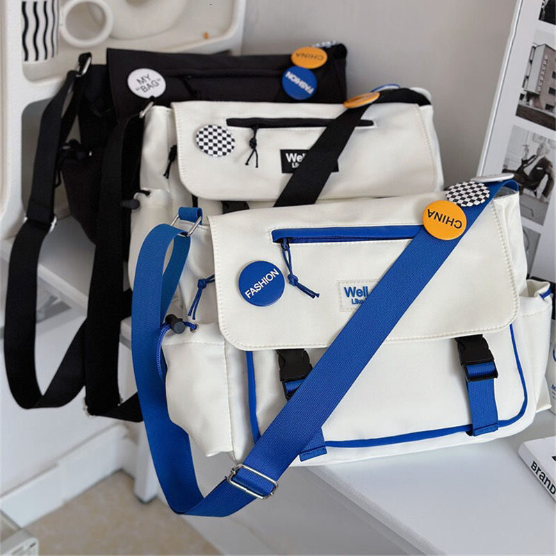 College Student School Crossbody Bags Female Men Versatile Large Capacity Nylon Waterproof Messenger Women One Shoulder Bag H7.4#16 zhanyishengli