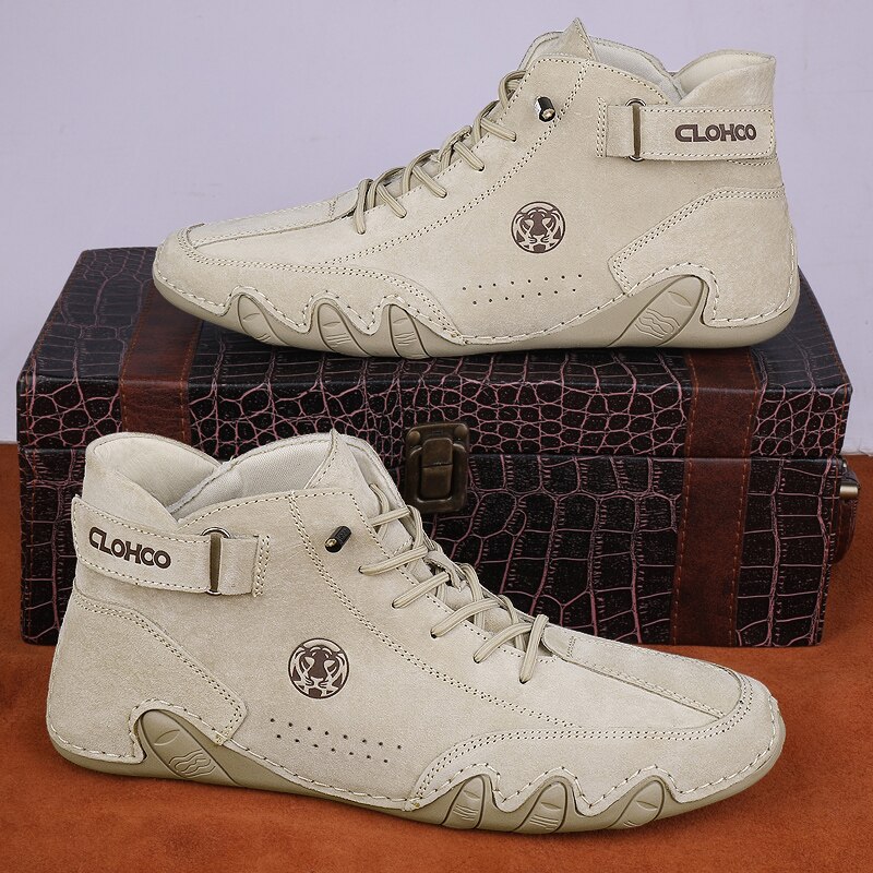 Men Genuine Leather Shoes Ankle Boots Men Sneakers Outdoor Light Lace-Up Casual Shoes Fashion Loafers Winter Warm Boots