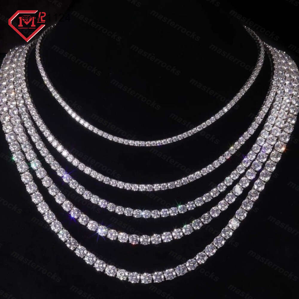 Full Size Sier Necklace Factory Price Iced Out Moissanite Dia Tennis Chain