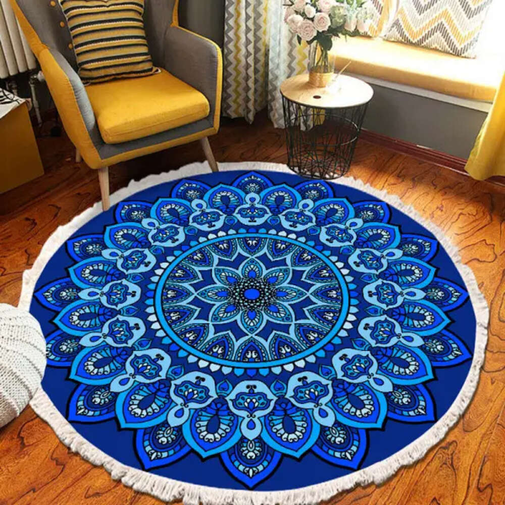 New Ethnic Living Room Bedroom coffee table Designer floor mat Wholesale fringe designer round carpet H260226