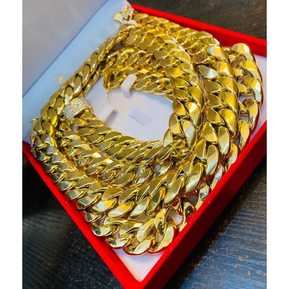 Customized Italian 10kt 14k Gold Chains Real Yellow Gold Miami Cuban Link Franco Solid Gold Chains with Certificate
