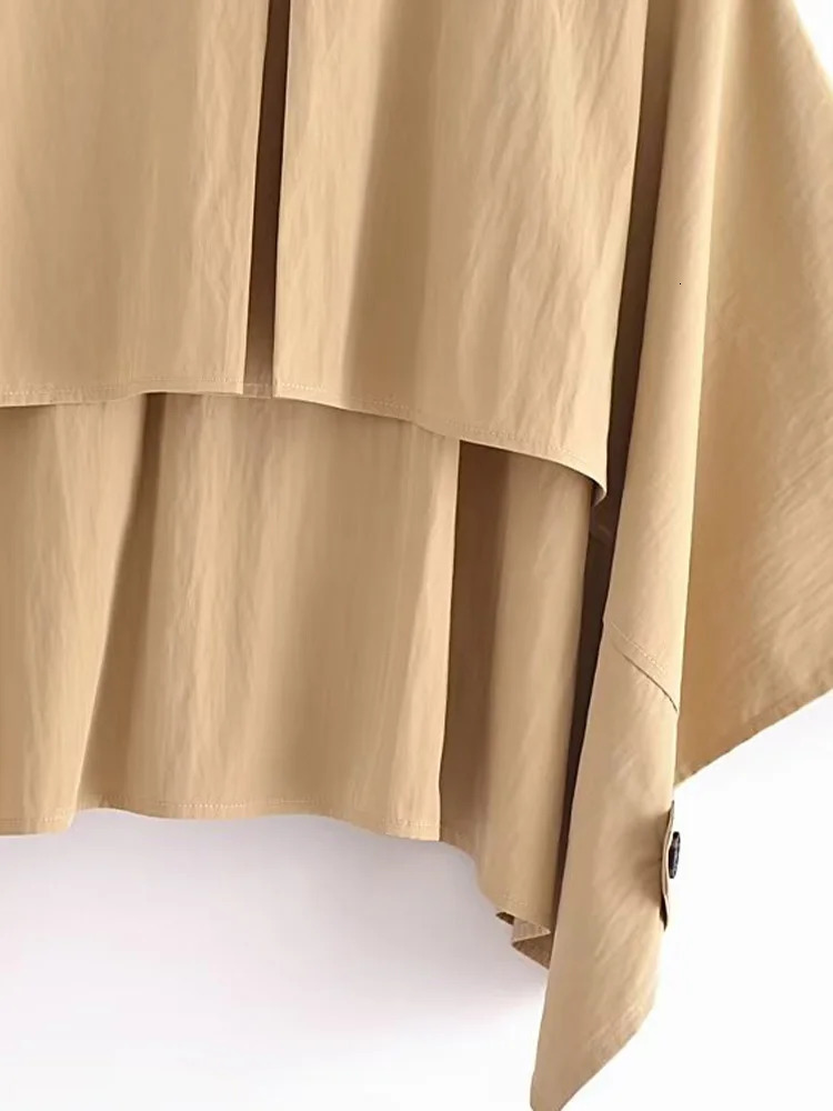 Women Summer Fashion Standard Short Coat Vintage Lapel Button Accessories Chic Cape Coat Mujer 240703