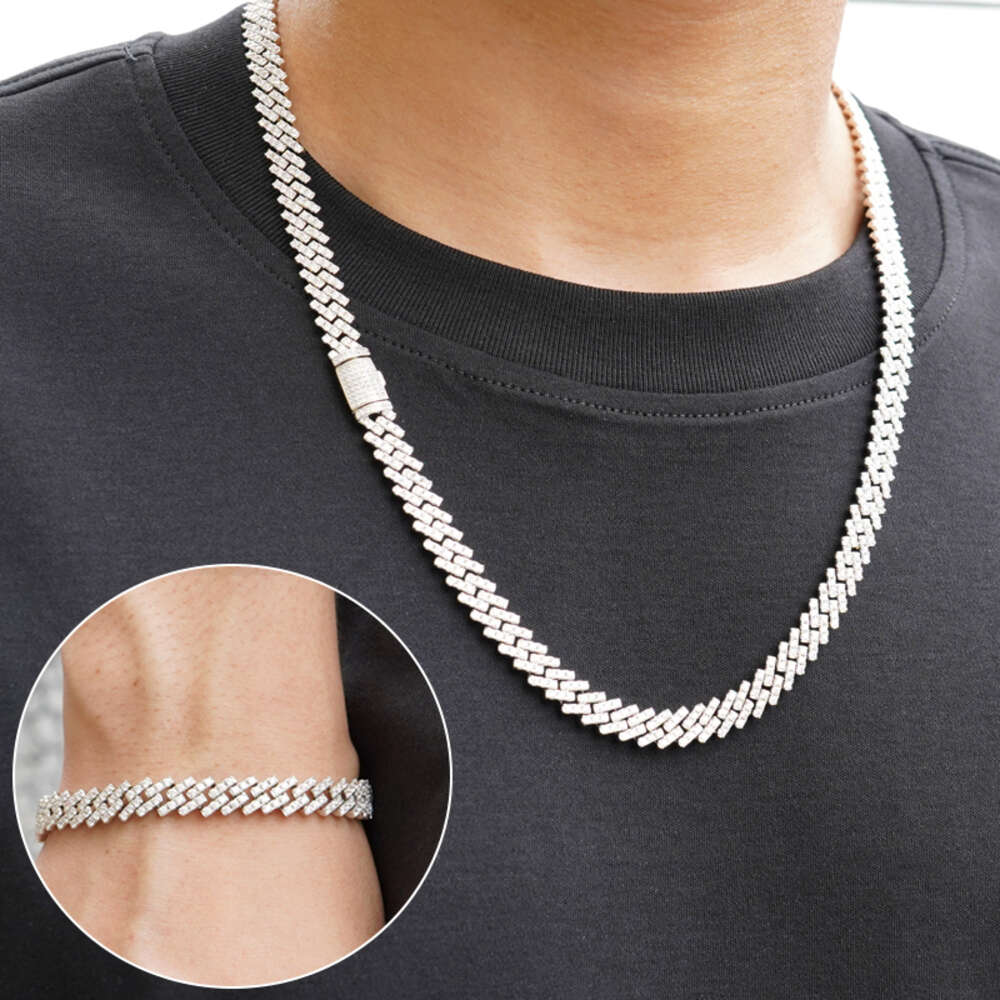 Moq=1pcs 8mm Wide Cuban Link Jewelry Diamond Luxury Necklace for Women and Man Moissanite Cuban Chain Cuban Link