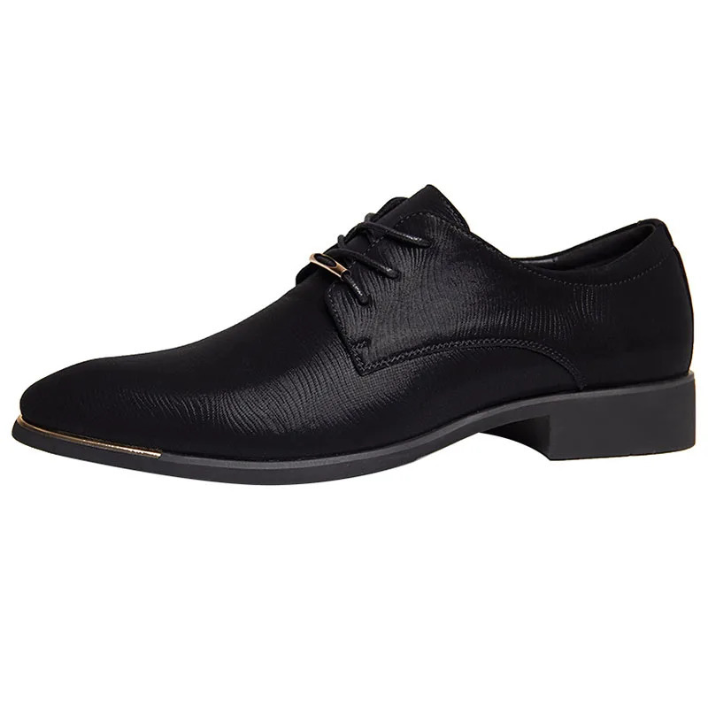 Business Men Leather Shoes Fashion Formal Dress Shoes Men Breathable Pointed Toe Office Wedding Shoes Flats Footwear Black Cloth 240703