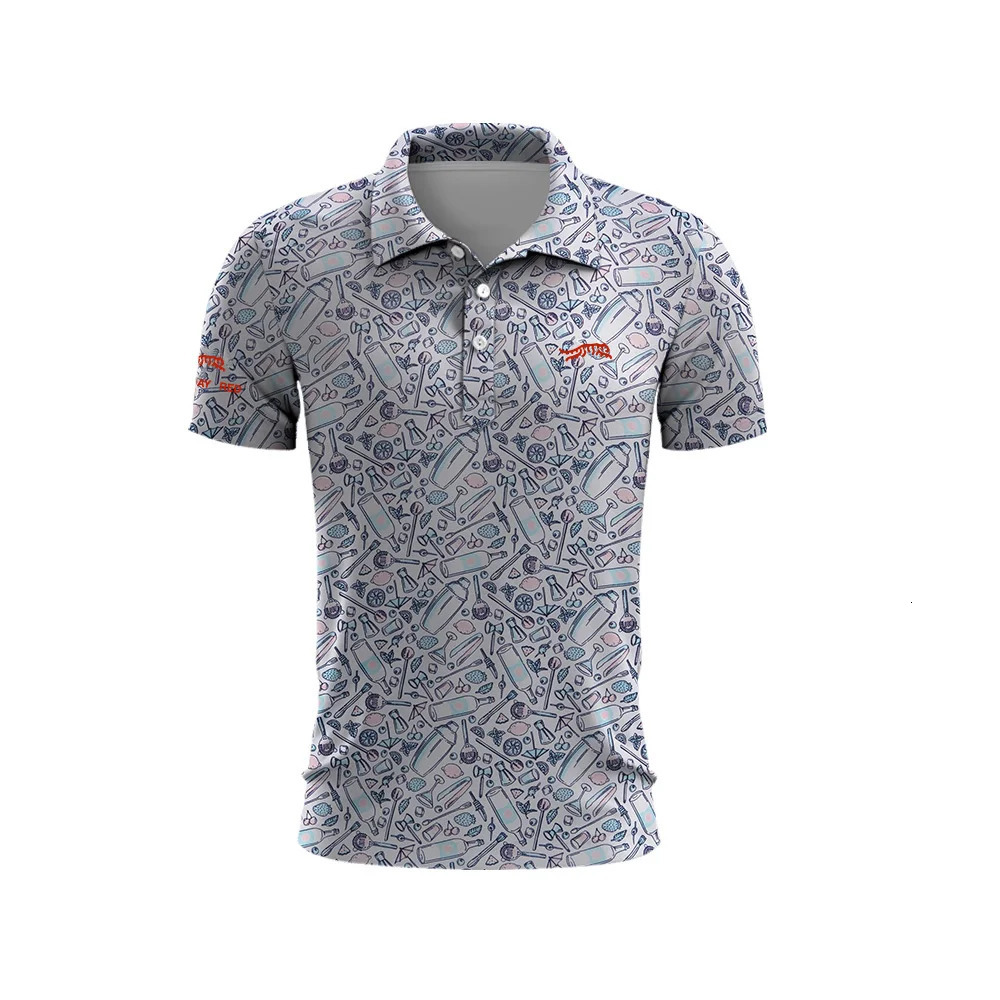 Tiger Woods Golf Sun Day Red Random Pattern Mens Summer TShirt Top Quick Drying Club Button Up Polo Shirt 240702