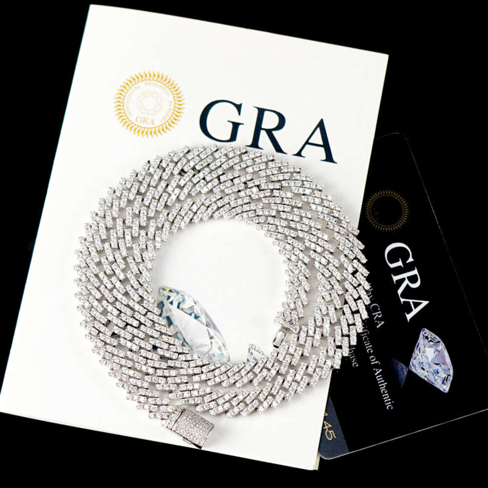 8mm10mm Moissanite Miami Cuban Link Chain in Silver 925 Vvs Diamond Prong Setting Icedout Chain Cuban Link Chain