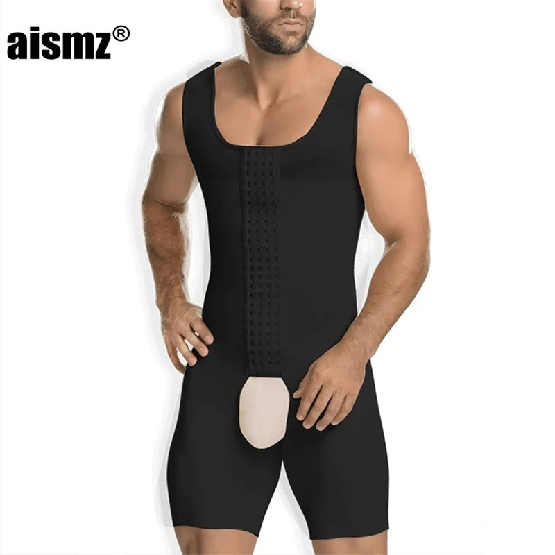 Aismz Compression Garments Fitness Corset Bodysuit Shapewear Shirt Girdle Shaper Liposuction Hip Lift Body Beauty Men Shapewear 240703