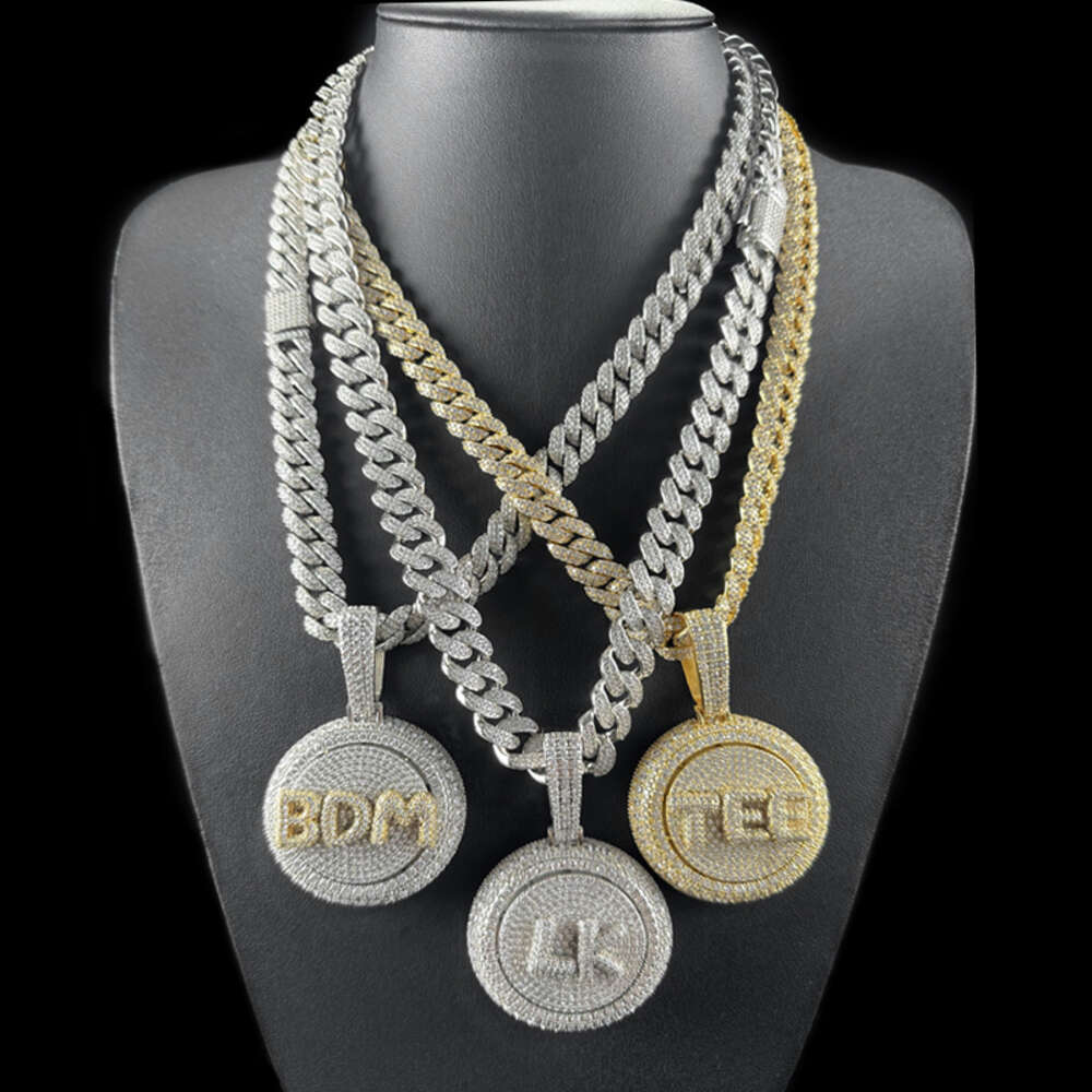 Luxury Moissanite Cuban Chain Iced Out Hip Hop S925 Sterling Silver Miami Cuban Link Chain Hip Hop Necklace