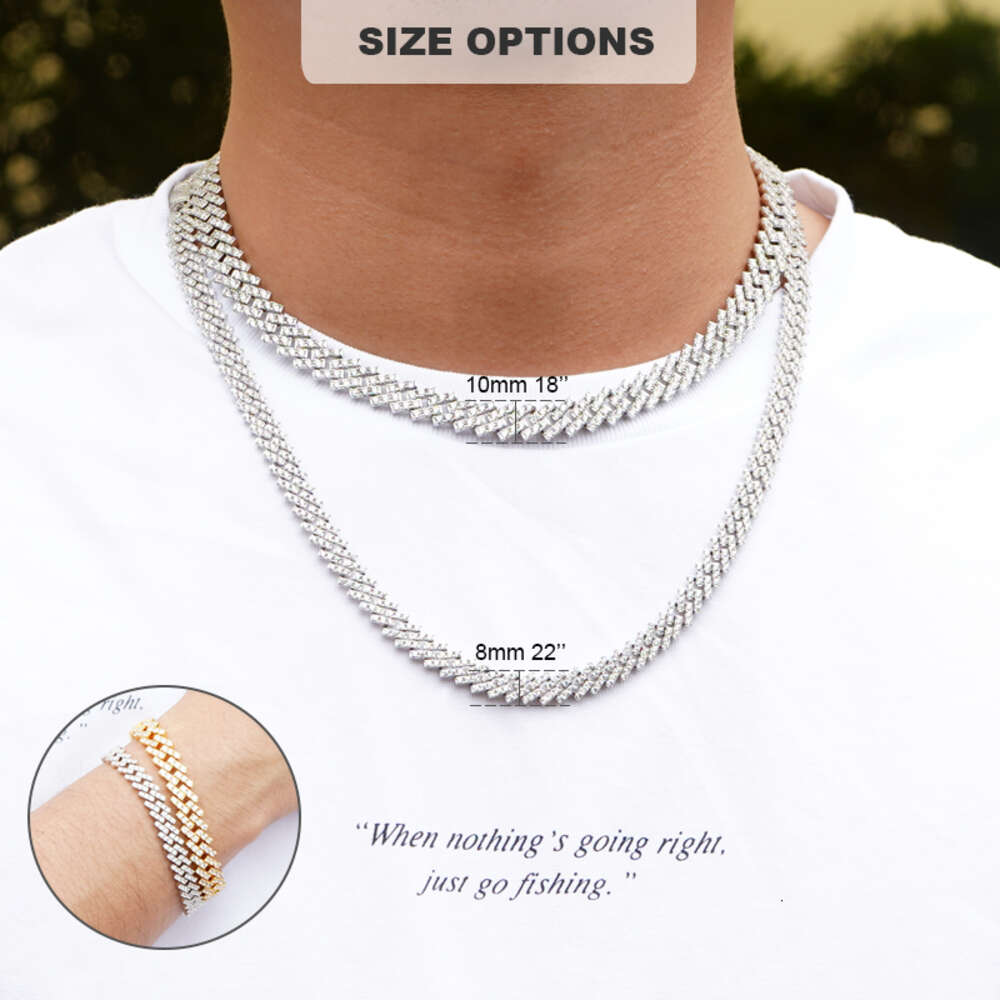 Moq=1pcs 8mm Wide Cuban Link Jewelry Diamond Luxury Necklace for Women and Man Moissanite Cuban Chain Cuban Link