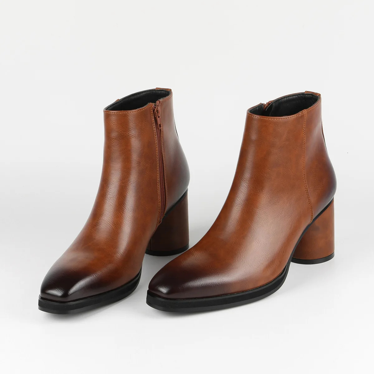 Classic Chelsea Ankle boots Mens High-Quality PU Leather Mid-Heel Zipper Slip-On Business Dress Boots Outdoor Work Safety Boots 240703
