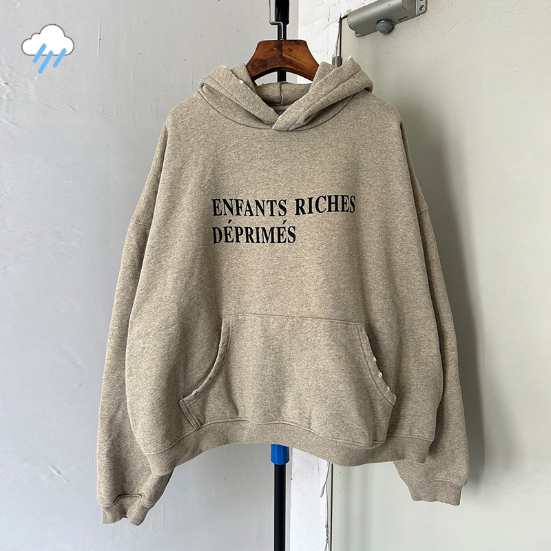 Sweater Vintage Washed Gray Apricot Pullover Men Women Best Quality Print Hoodies Heavy Cotton