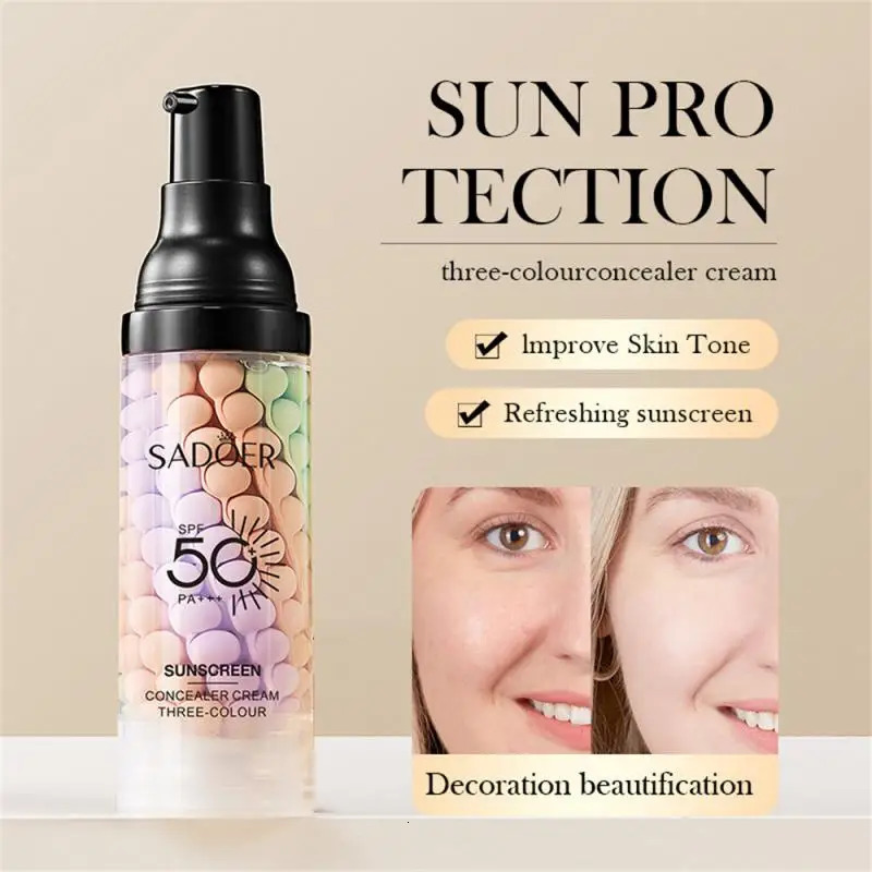 Three-Color and Isolation Moisturizing Cream Invisible Pores Brighten Correcting Skin Tone Refreshing Cosmetics 240704