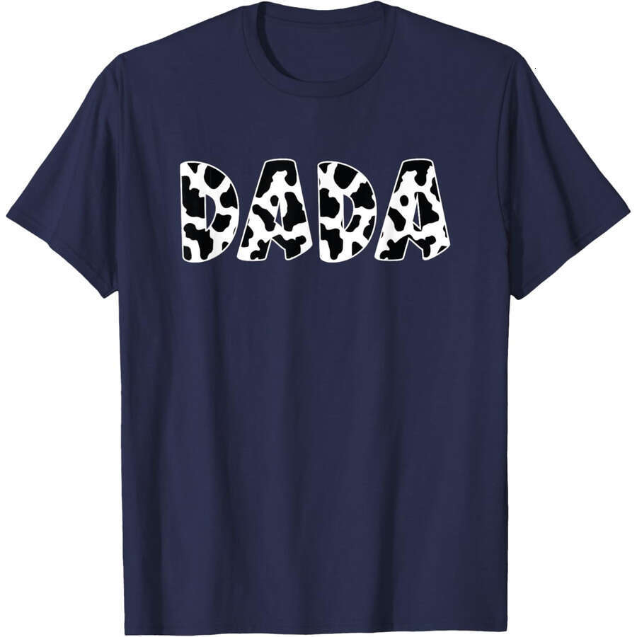 Mens T shirts Tees tops Dada Cow Print Cow Pattern Father's Day T-Shirt Summer clothes gift for Dad