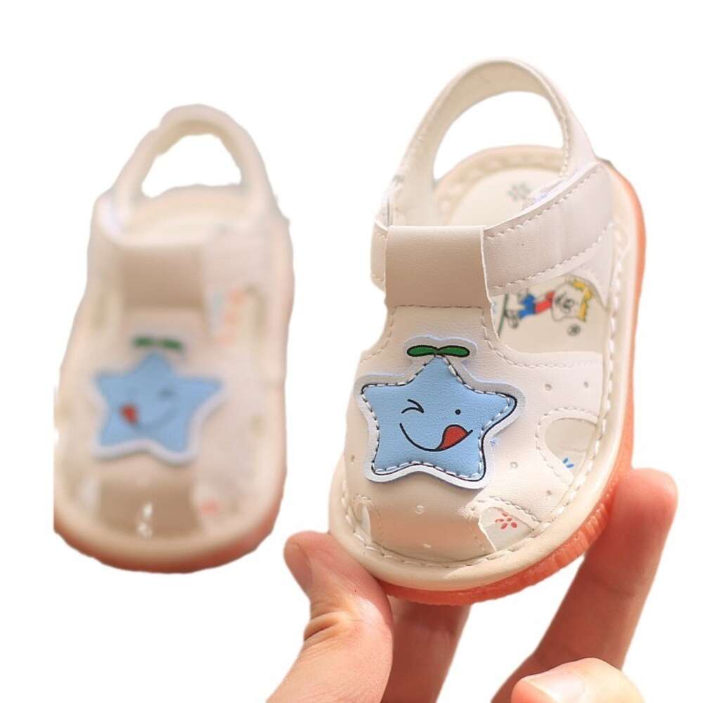 Children's sandals, baotou, summer 0-2 years old, called boys girls, baby and toddler walking shoes, cow tendon soft soles F704-27