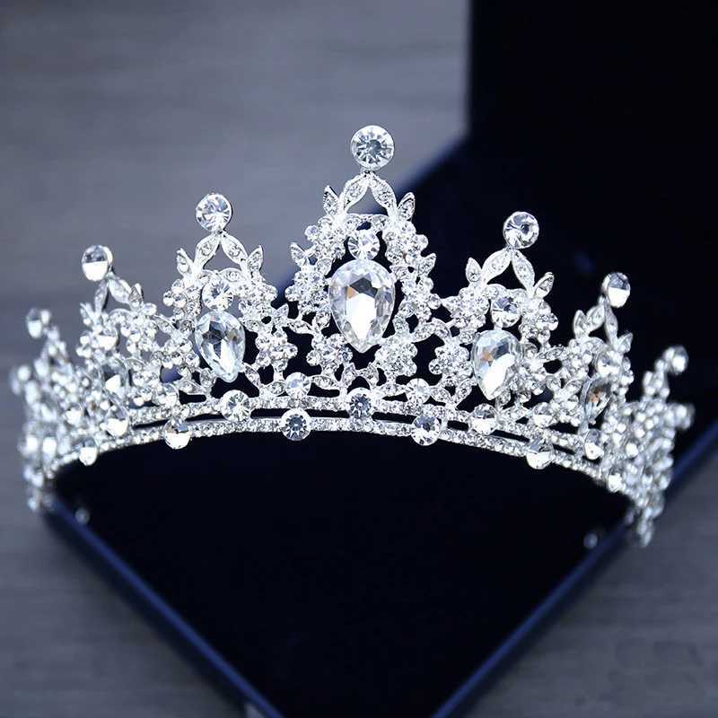 Tiaras Wedding Hair Tiara Crystal Bridal Tiara Crown Silver Color Diadem Veil Tiaras Wedding Hair Accessories Headpieces Head Jewelry