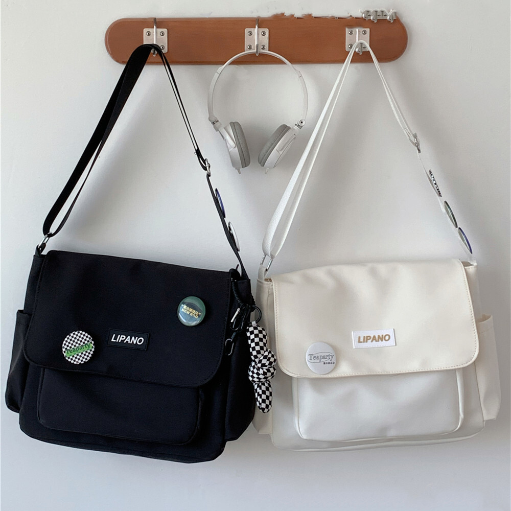 Top Canvas Youth Ladies Messenger Korean Style Female Students Nylon Handbags Shoulder Bag Men Letter Crossbody Bags H7.4#11 zhanyishengli