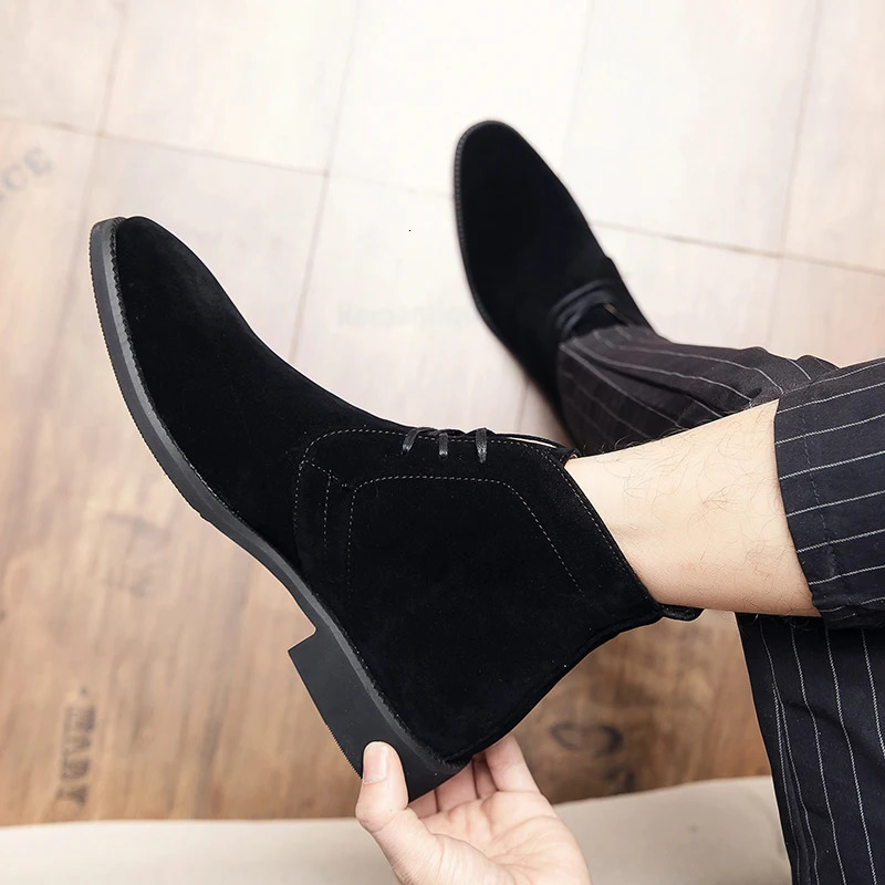 Suede Leather Chelsea Boot Men Fashion Dress Boots Autumn Ankle Boots Plus Size 38-48 Formal Shoe Bota Masculina 240703