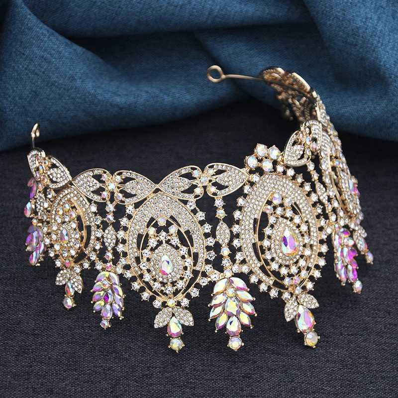 Tiaras Pink Bridal Crown Vintage Baroque Rhinestone Tiaras Headdress Pageant Miss Party Wedding Crown Jewelry Hair Accessories