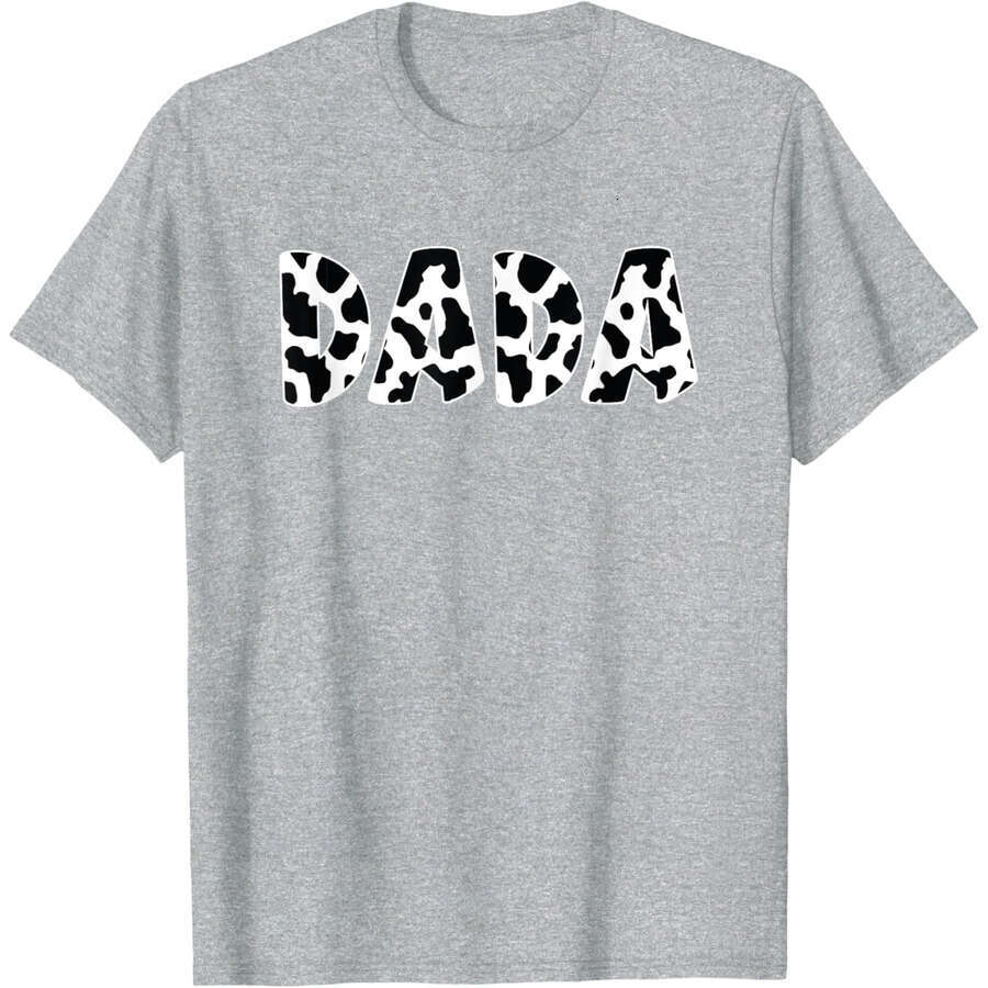 Mens T shirts Tees tops Dada Cow Print Cow Pattern Father's Day T-Shirt Summer clothes gift for Dad