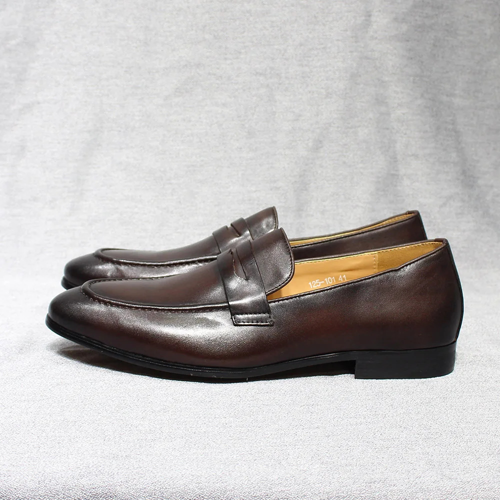 FELIX CHU Mens Penny Loafers Leather Shoes Genuine Leather Elegant Wedding Party Casual Dress Shoes Brown Black Shoes for Men 240703