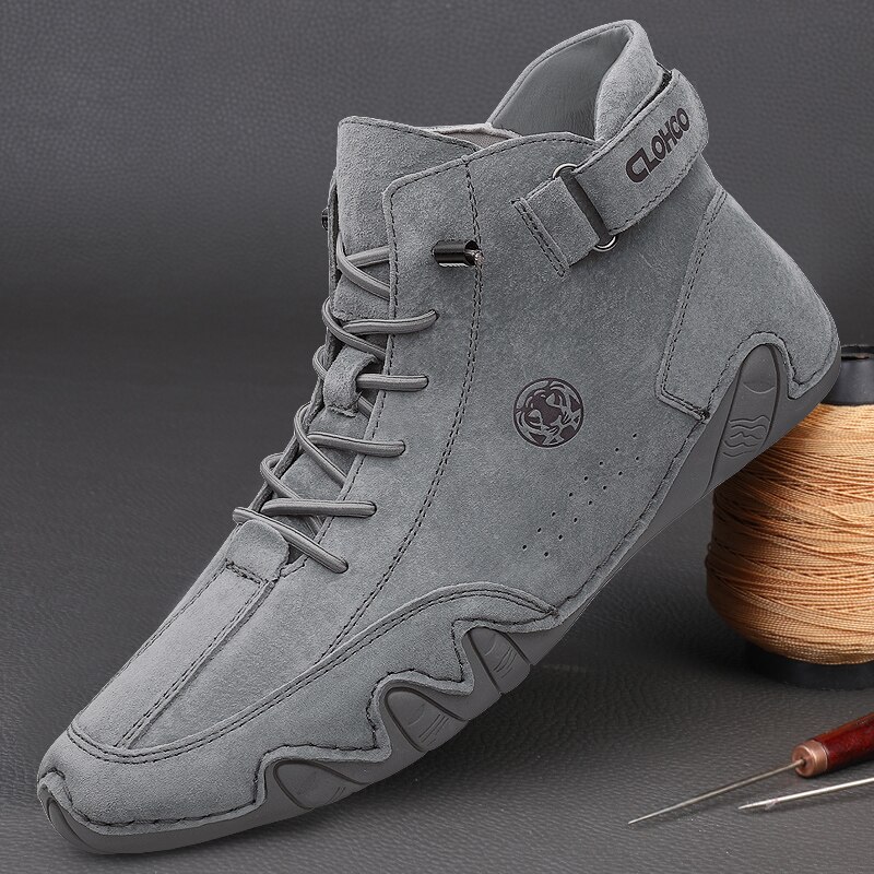 Men Genuine Leather Shoes Ankle Boots Men Sneakers Outdoor Light Lace-Up Casual Shoes Fashion Loafers Winter Warm Boots
