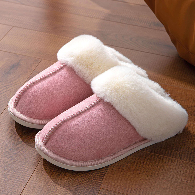 Wool slippers in autumn and winter warm thick-soled home thickened plush slippers home indoor women's cotton slippers