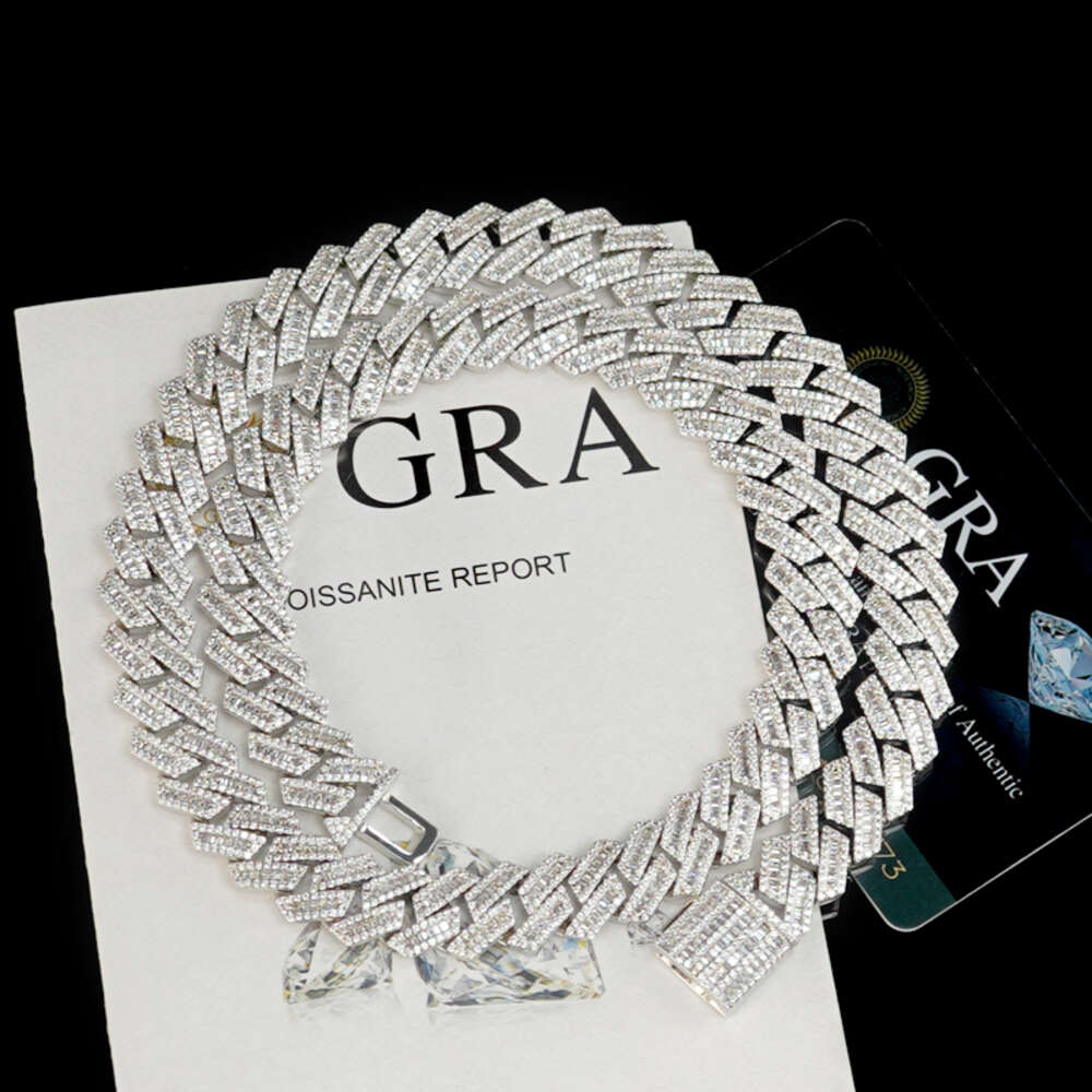 Iced Out Vvs Moissanite Diamond Pass Test Rapper Jewelry 14k Gold Plated 925 Silver Cuban Link Chains