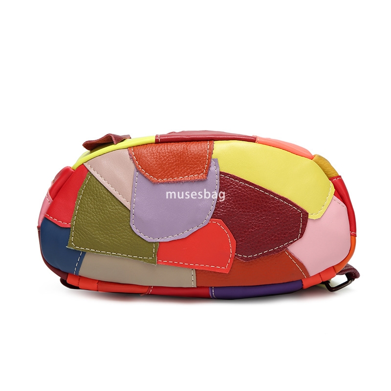 High quality women's high-end fashion casual sheepskin backpack fashionable leather patchwork backpack portable shoulder bag practical large capa