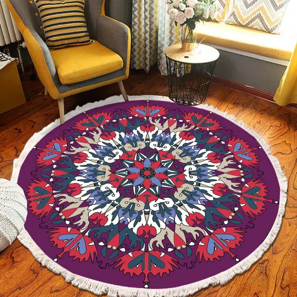 New Ethnic Living Room Bedroom coffee table Designer floor mat Wholesale fringe designer round carpet H260226