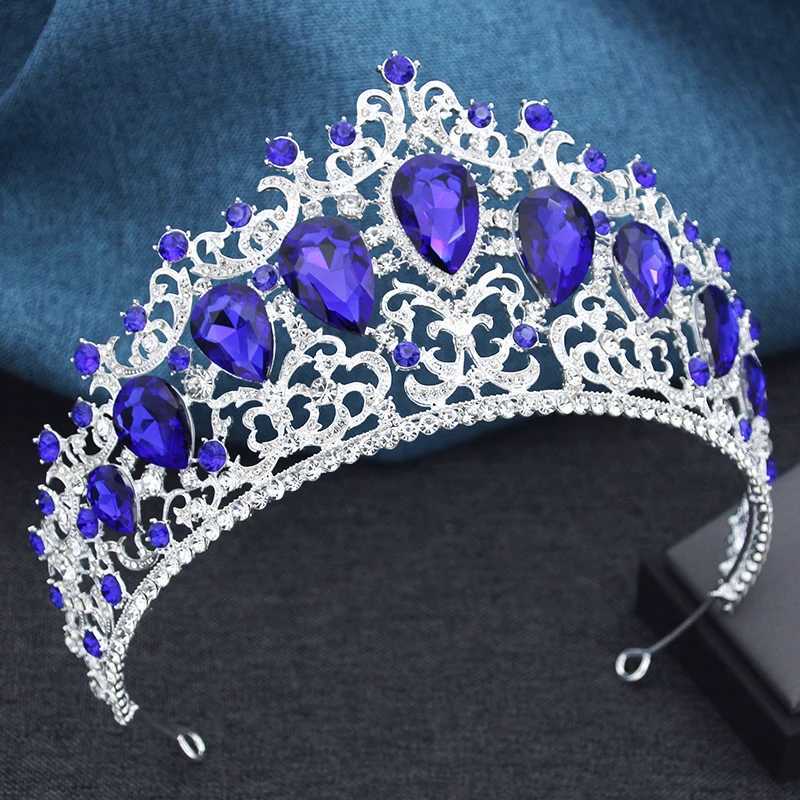 Tiaras Baroque 9 Colors Green AB Crystal Big Tiaras for Women Girls Party Wedding Crown Bridal Elegant Hair Jewelry Pageant