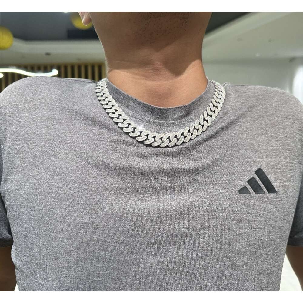 925 Sterling Silver Cuban Necklace Vvs Moissanite 16mm Link Chain Iced Out Baugette Moissanite Cuban Link Chain Hip Hop Jewelry