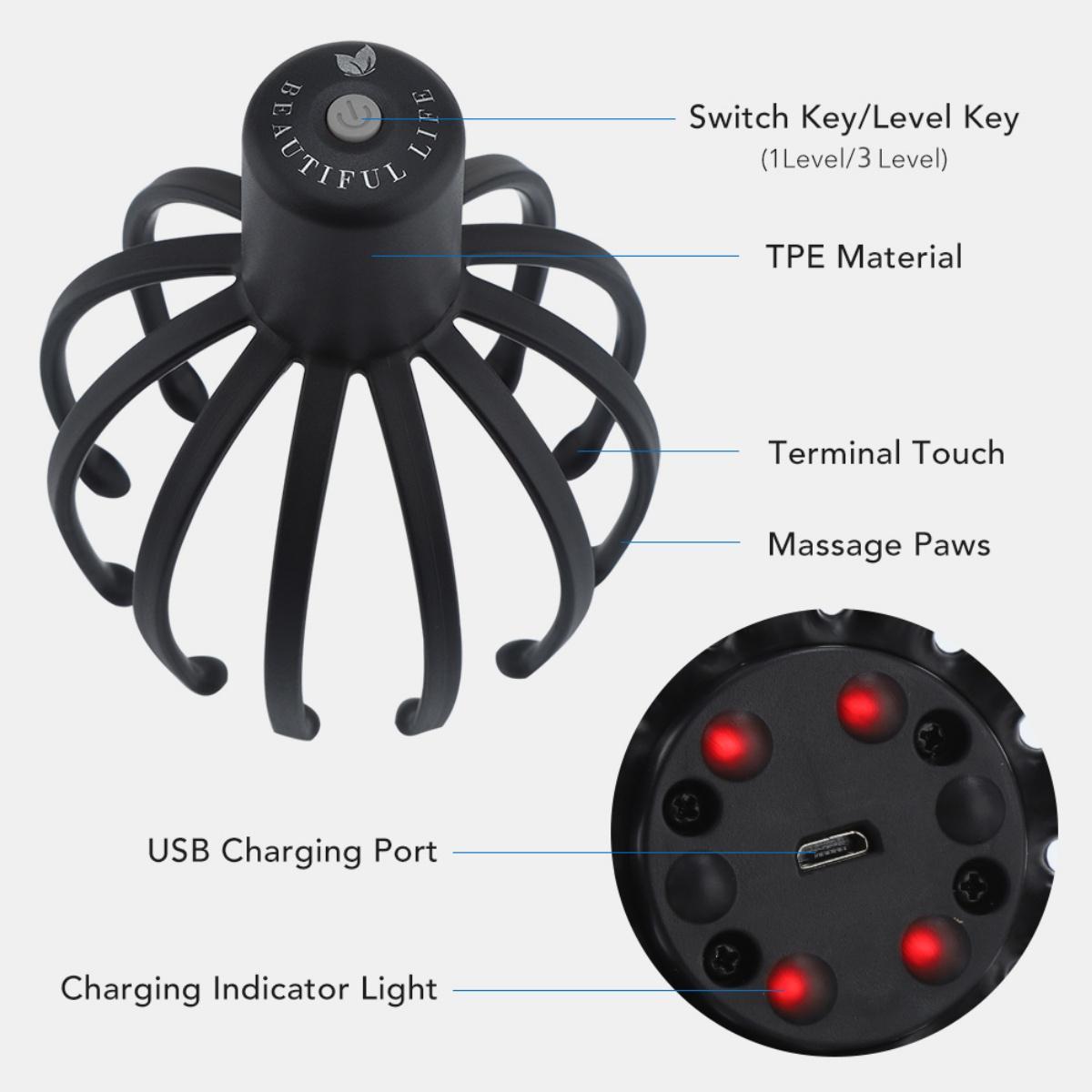 US stock Electric Scalp Massager with 3 Modes, 360 Degree Head Massager, Cordless Portable Head Scratcher for Stress Relax Mother's Day gift!